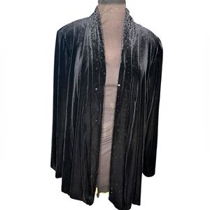 Y2K Velvet Stretch Beaded Collar Dark Romantic Whimsigoth Jacket Womens 2X Glam